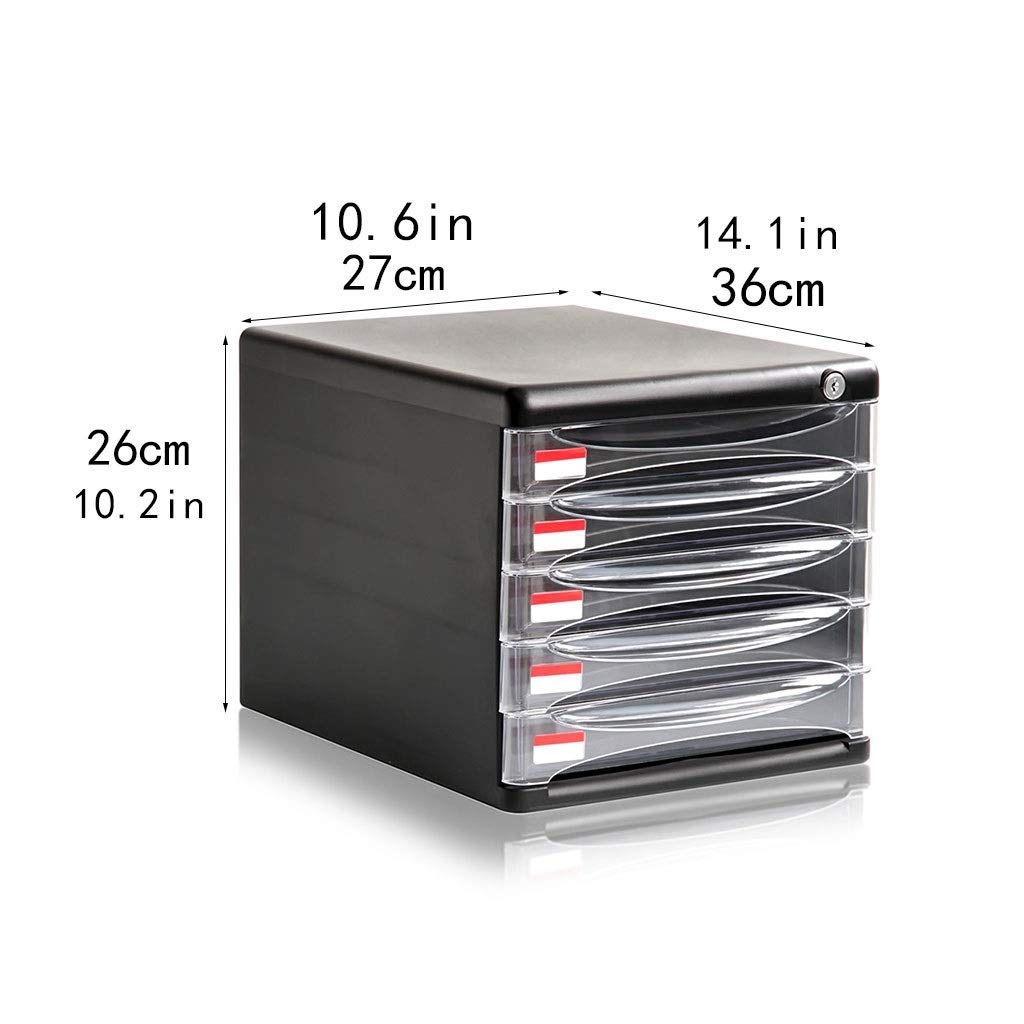 Armadietti per schedari Divisori per schedari 5 cassetti A4 Desktop Plastica Classificazione File Scatola di archiviazione Dati 27X36X26cm Libreria