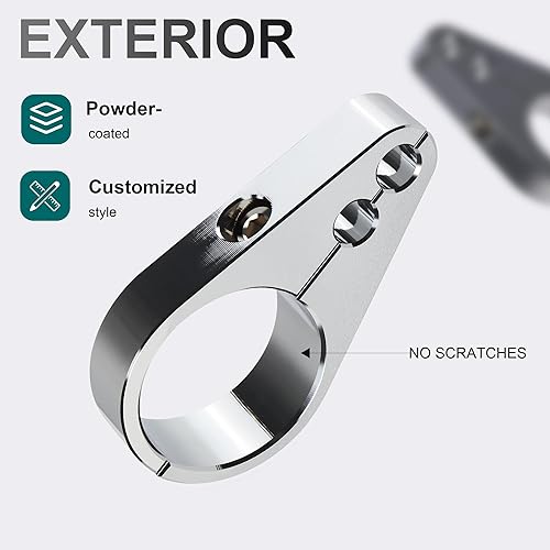 Miniatura 10 de MokitDora 1" Manillar o Marco Doble Agujero Acelerador Embrague Cable Freno Línea Abrazadera Universal para Harley, Cromo