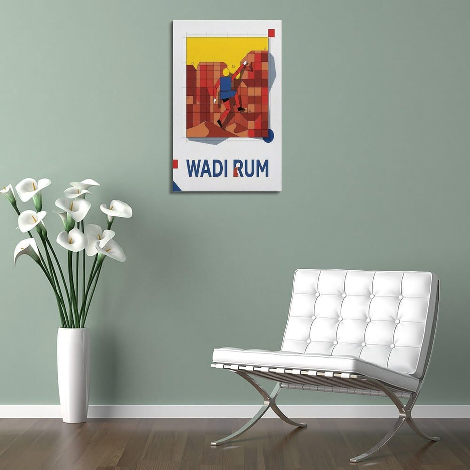 XKUGA Poster, Motiv: Wadi Rum, Klettersport, Jordanien, modern, dekorativ, Leinwanddruck, ideale Wandkunst für Familie, Männerhöhle, Spielzimmer, Jungen- und Mädchenzimmer, 40 x 60 cm