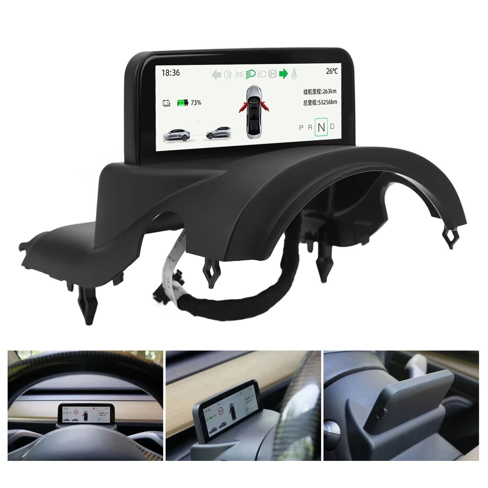 Wyświetlacz Samochodowy HUD, Cyfrowy Wyświetlacz HUD Gauge Head Up Prędkościomierz MPH KMH, 4,6-calowy Samochodowy Wyświetlacz LCD Deska Rozdzielcza Zestaw Wskaźników Alarm ( Ryzeny)