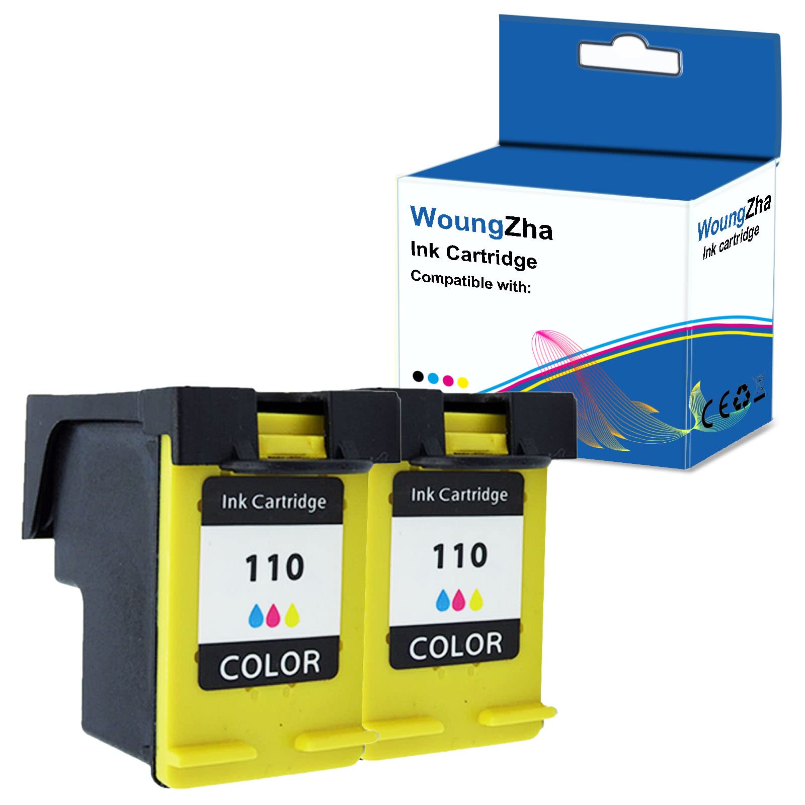 Woungzha 2 x Ink Cartridge Compatible with HP 110 Colour for PhotoSmart A516, A526, A646, CB304AE, CB305AE, CB304AE CB305A HP110 Printer Series