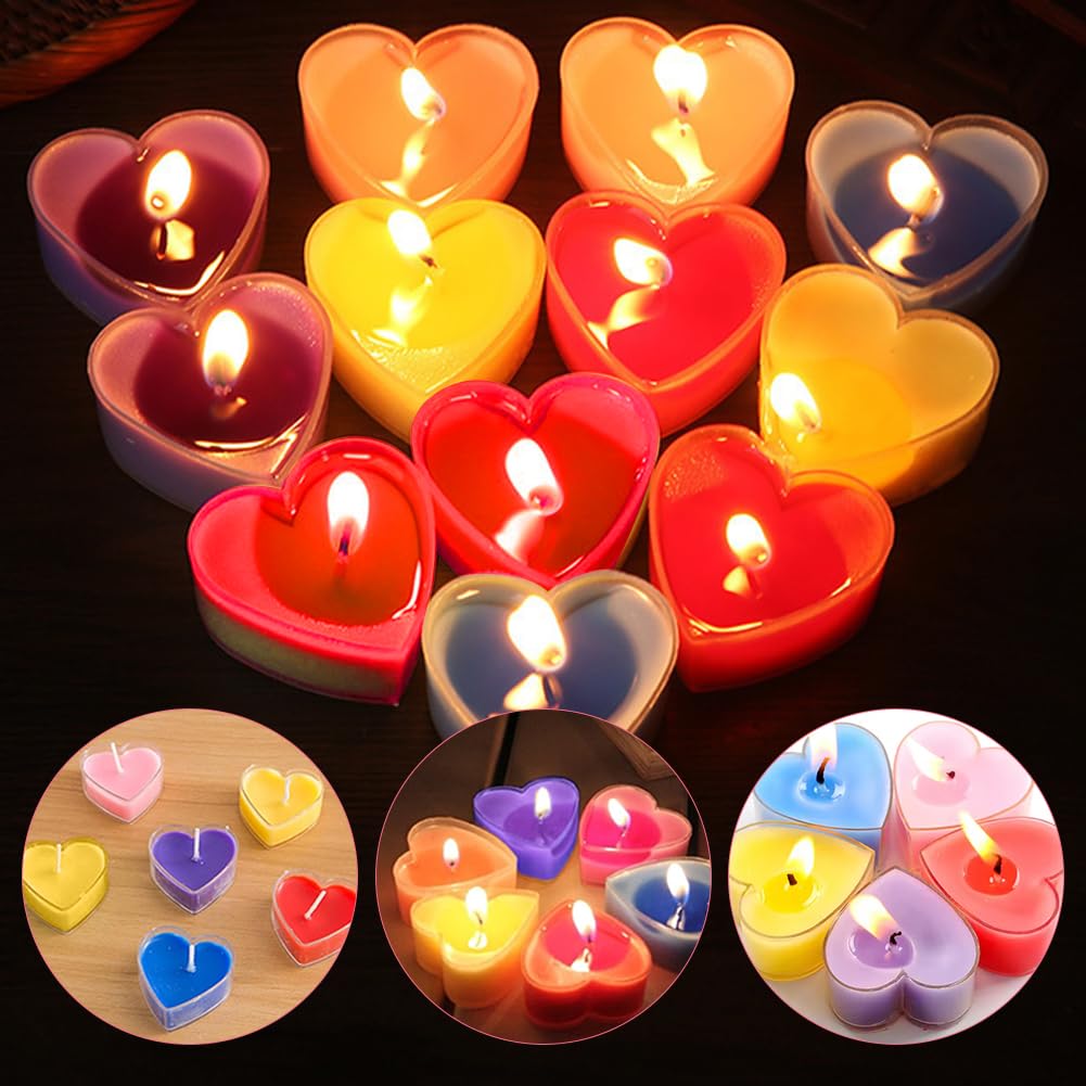 20 sztuk świeczek tea light w kształcie serca kolorowe, romantyczne świece w kształcie serca, romantyczne świeczki tea light w kształcie serca, świece walentynkowe w kształcie serca na oświadczyny