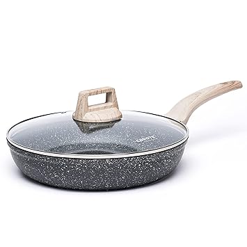 CAROTE 24CM/1.6L Non Stick Frying Pan, Granite Omlette Egg Pan, Induction&Gas Fish Fry Pan, PFOA Free