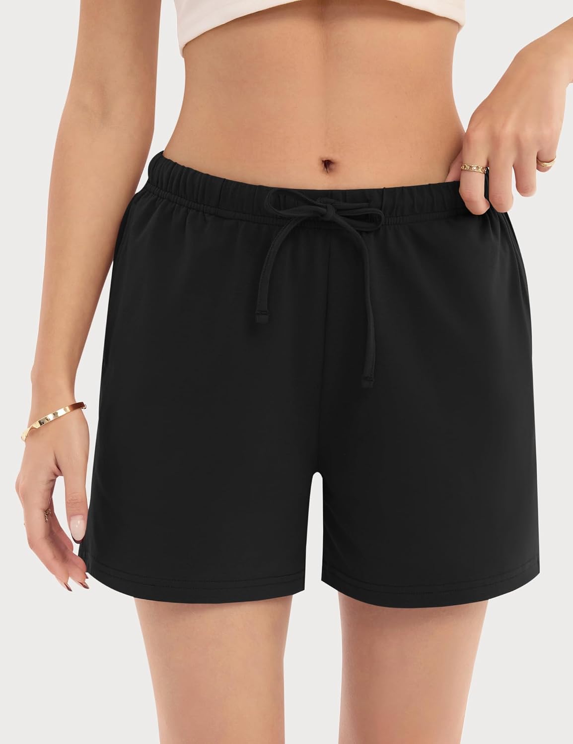 Womens Sleep Shorts, Cotton Lounge Pajama Shorts with Drawstring Waist thumbnail