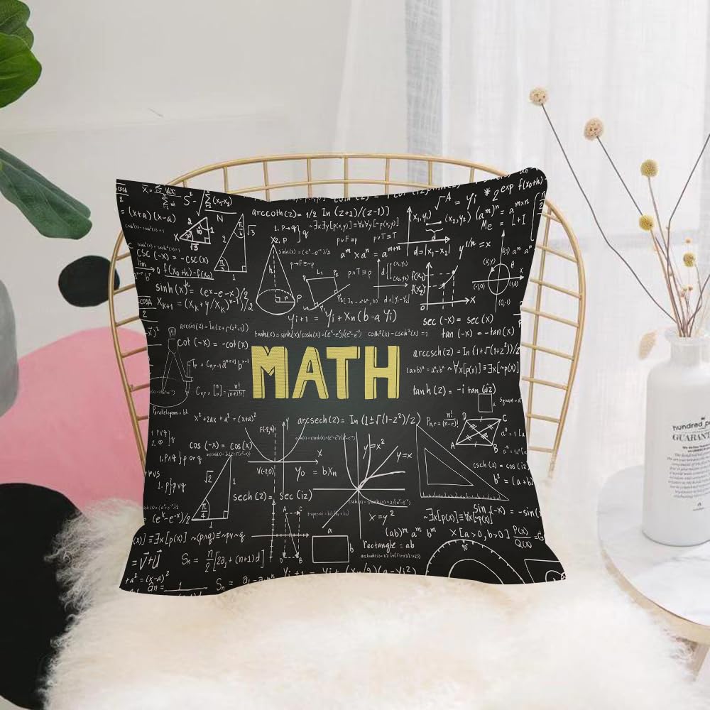 HYOSXW Cushion Cover,Throw Pillow Case Home Decorative for Living Room Bedroom Sofa Chair 16X16 Inch,Hand drawn mathematics formulas on chalkboard for background banner book cover,Pillowcase 40X40cm