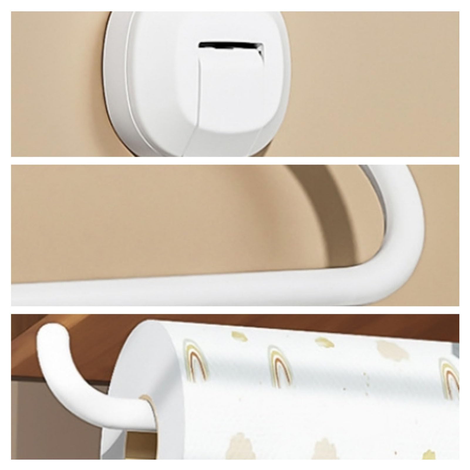 Portarotolo da cucina senza foratura, forte ventosa da parete, in plastica, per cucina e bagno (grigio scuro)