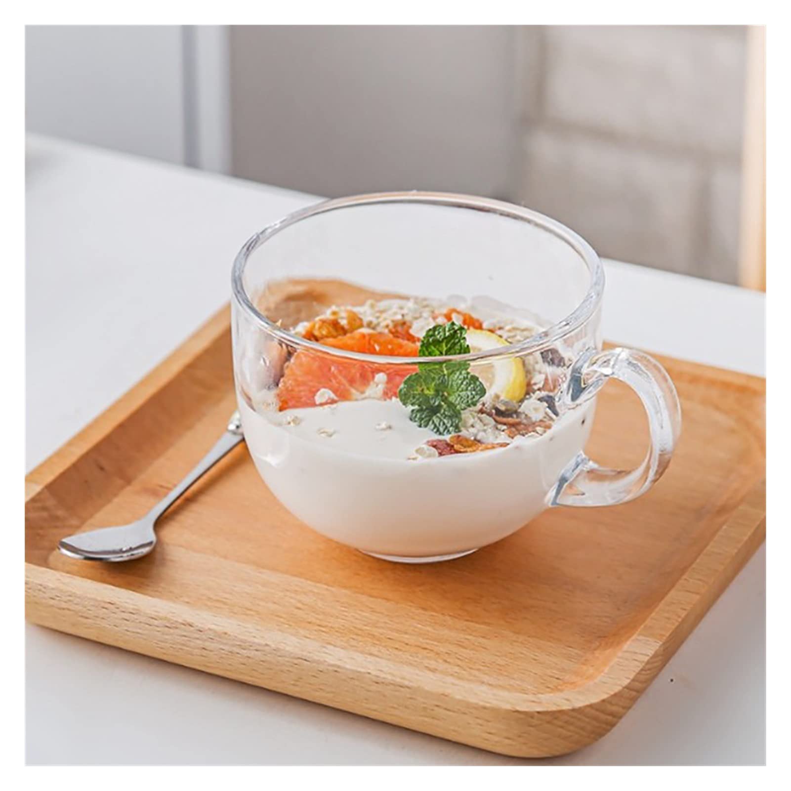 Salatschüsseln aus Glas, für Haferflocken, Frühstück, Glasschüssel mit großem Fassungsvermögen, durchsichtig, für Obstsalat, Milch, Haushaltsküche, Lebensmittelaufbewahru