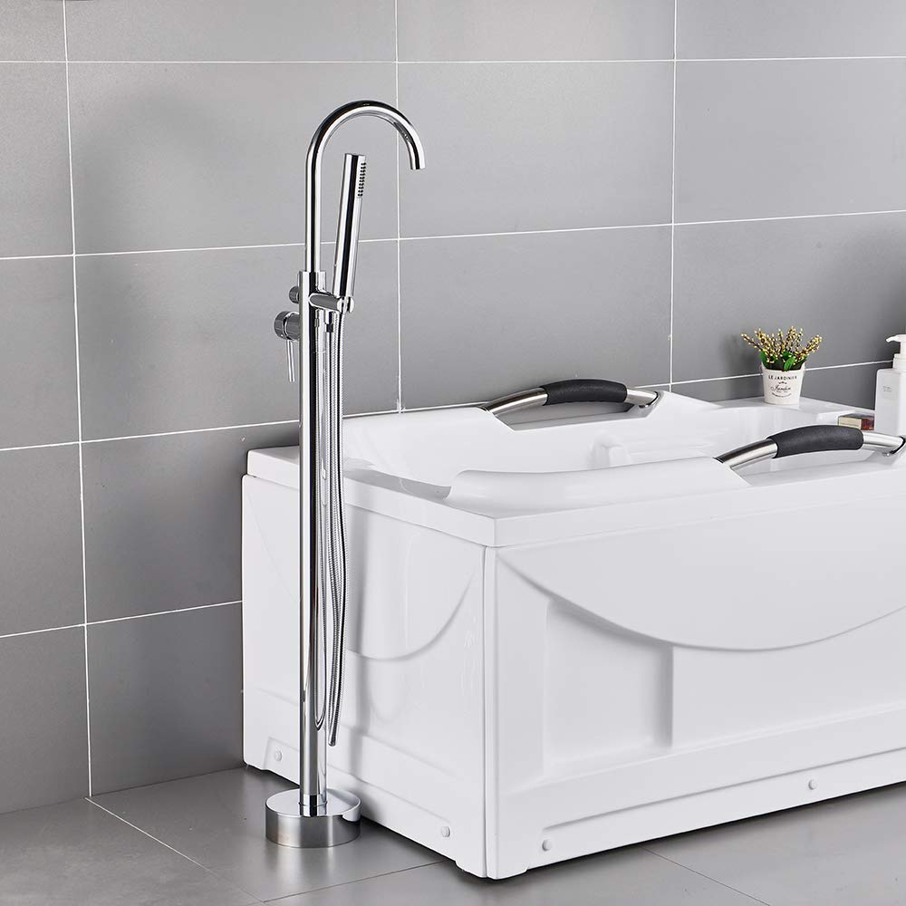 Robinet de baignoire sur pied montage au sol avec ensemble douche