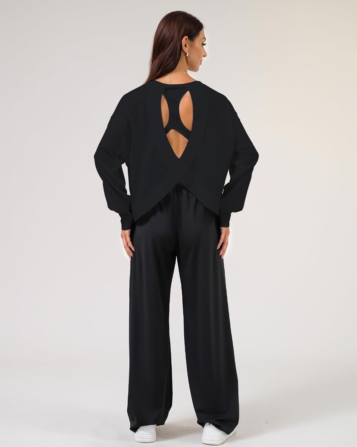 DERAX Womens Open Back Long Sleeve Workout Tops Athletic Shirts Casual Running Tee Y2k Yoga Gym 2026 Spring Tops - Image 2