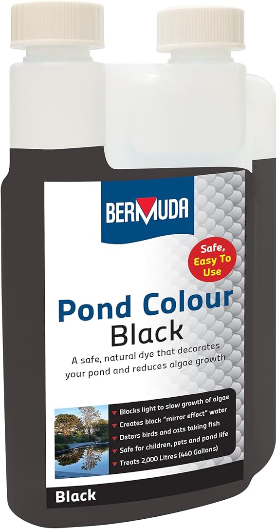 Image Bermuda Black Pond Colour Dye 250ml Reduce Algae and Weeds Stunning Black Pond Water Image Bermuda Black Pond Colour Dye 250ml Reduce Algae and Weeds Stunning Black Pond Water