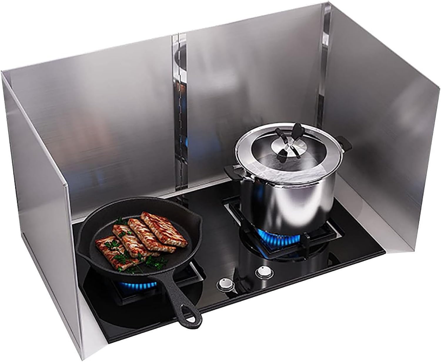 Grease Splash Plate - Folding Stainless Steel Splash Guard for Stoves and Frying Pans - Thickened High Temperature Resistant Design