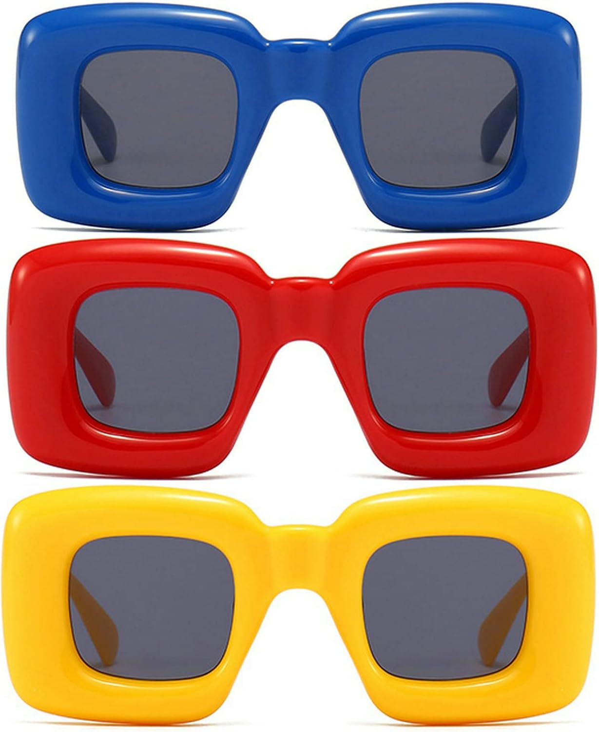 laureles 3Pack Mix Fashion Square Y2k Sunglasses for Women Yellow Blue Gradient Sun Glasses Men Shades UV400