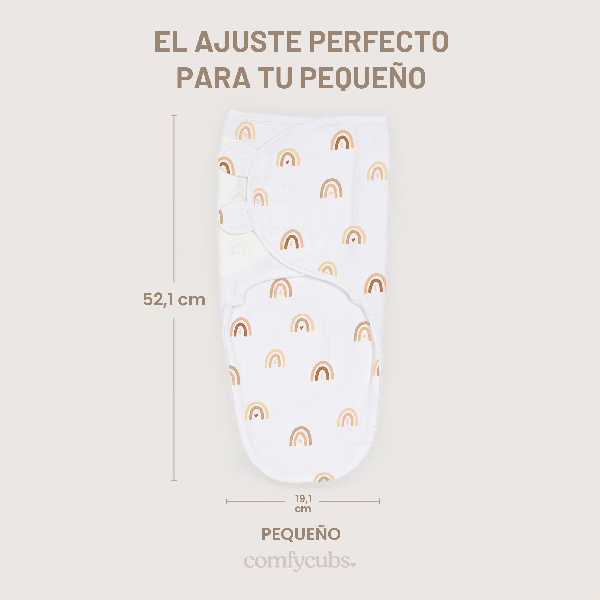 Comfy Cubs Easy Swaddle Blanket - Juego de 3 Mantas de 100% algodón, tamaño pequeño para bebés de 0 a 3 Meses, con Velcro Ajustable, Saco de Dormir Transpirable y Duradero, Regalos para bebés recién