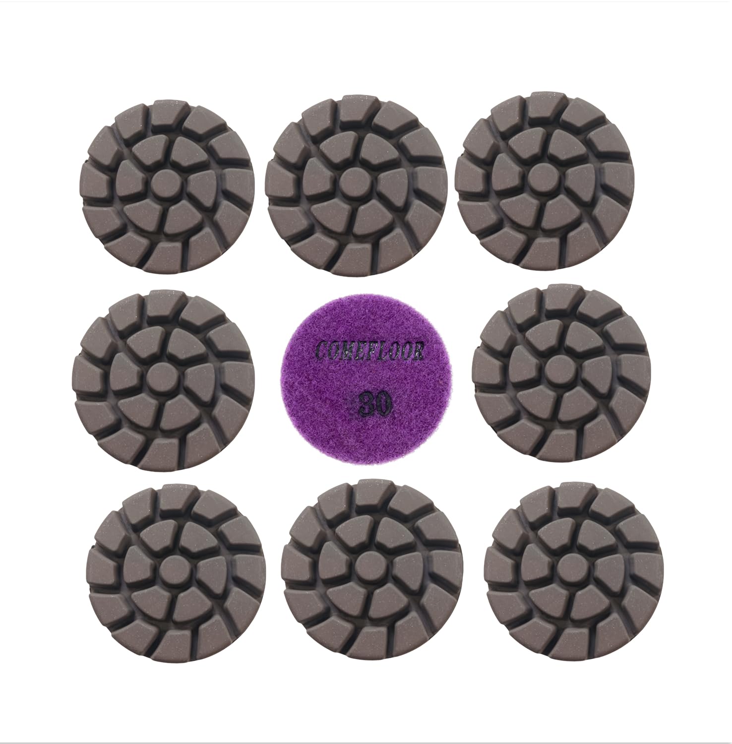 Concrete Floor Polishing Pucks Sharp Diamond Copper Bond Grinding Disc, Fit Ride-on Floor Grinder, Walk-Behind Grinder, 3 Inch Hook and Loop Long Using Life Polishing Pads, 100#