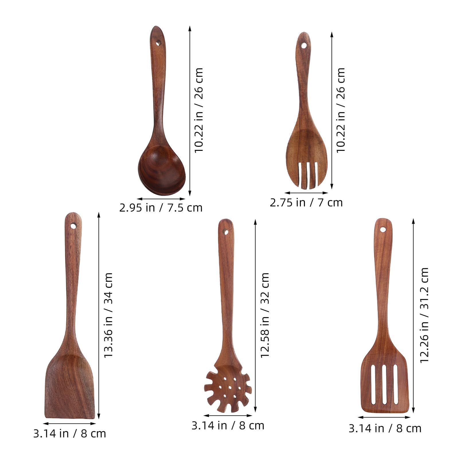 DOITOOL Holzlöffel-Set mit Pfannenwender Spatel und Rührlöffel für Kochutensilien Küchenwerkzeuge aus Holz für Schöpfen und Rühren