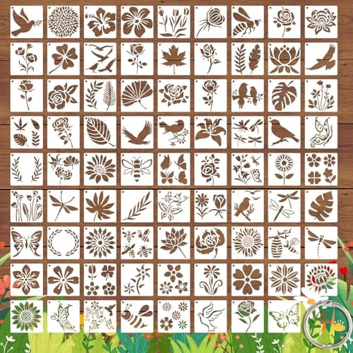 80 Pack Reusable Painting Stencils, DIY Craft Stencil Set in Mult...