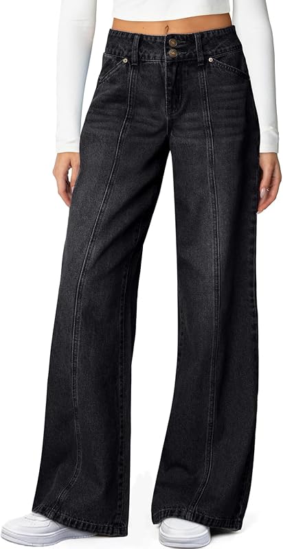 jeans elásticos de talle alto y pernera ancha para mujer Sidefeel