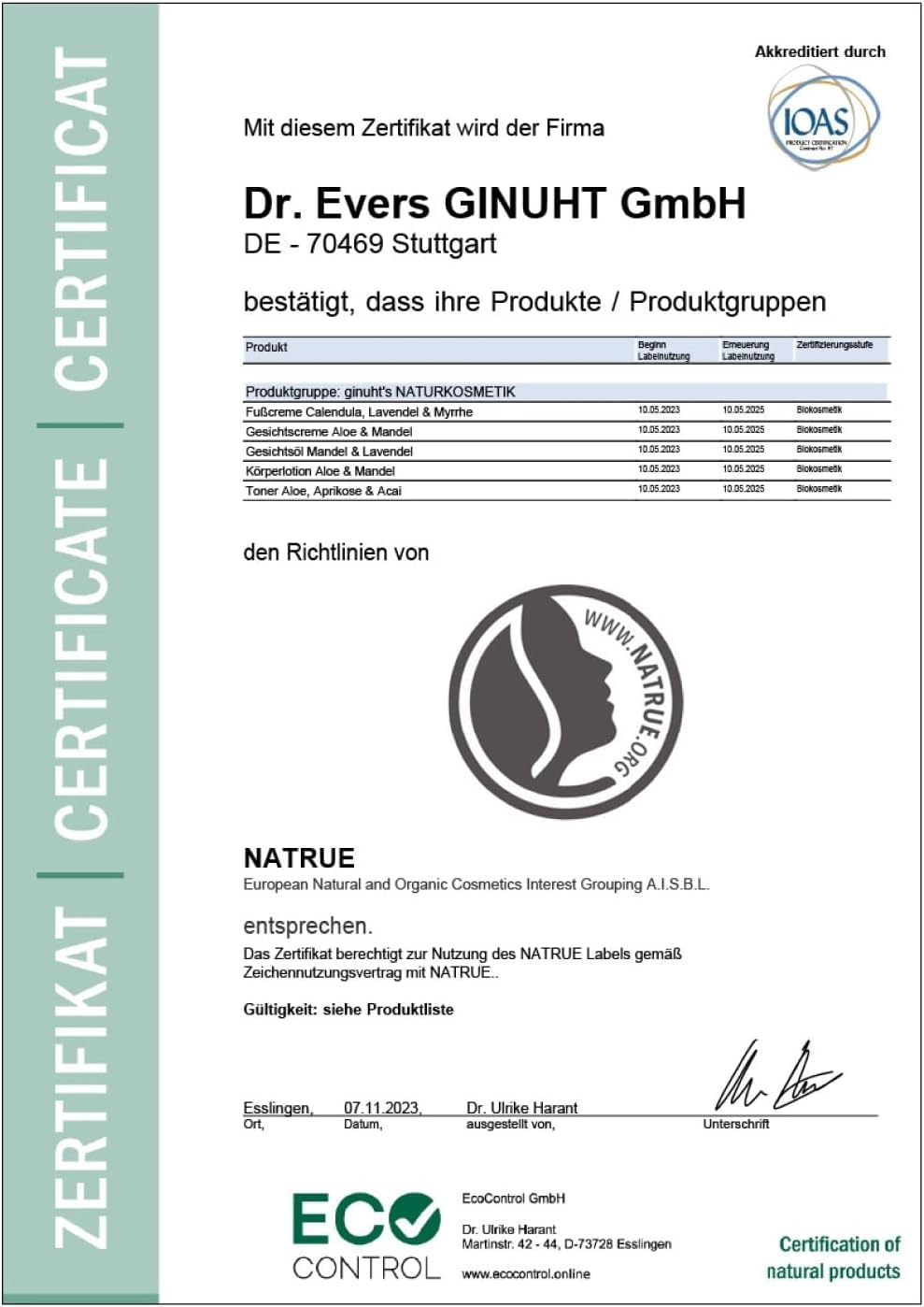 ginuht's NATURKOSMETIK Gesichtscreme 100% Bio für intensive Feuchtigkeit | Schnell einziehende Feuchtigkeitscreme für das Gesicht | Entzündungshemmende Tagescreme mit Aloe Vera & Mandelöl (50ml)