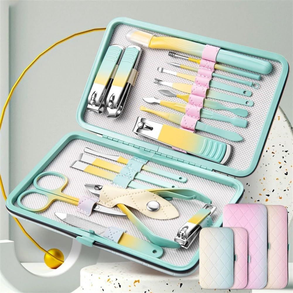 Zestaw do manicure, pedicure, 7-18 elementów/zestaw do manicure, nożyczki do makijażu, zestaw do obcinania paznokci, stal nierdzewna, z klapką (10 szt.)