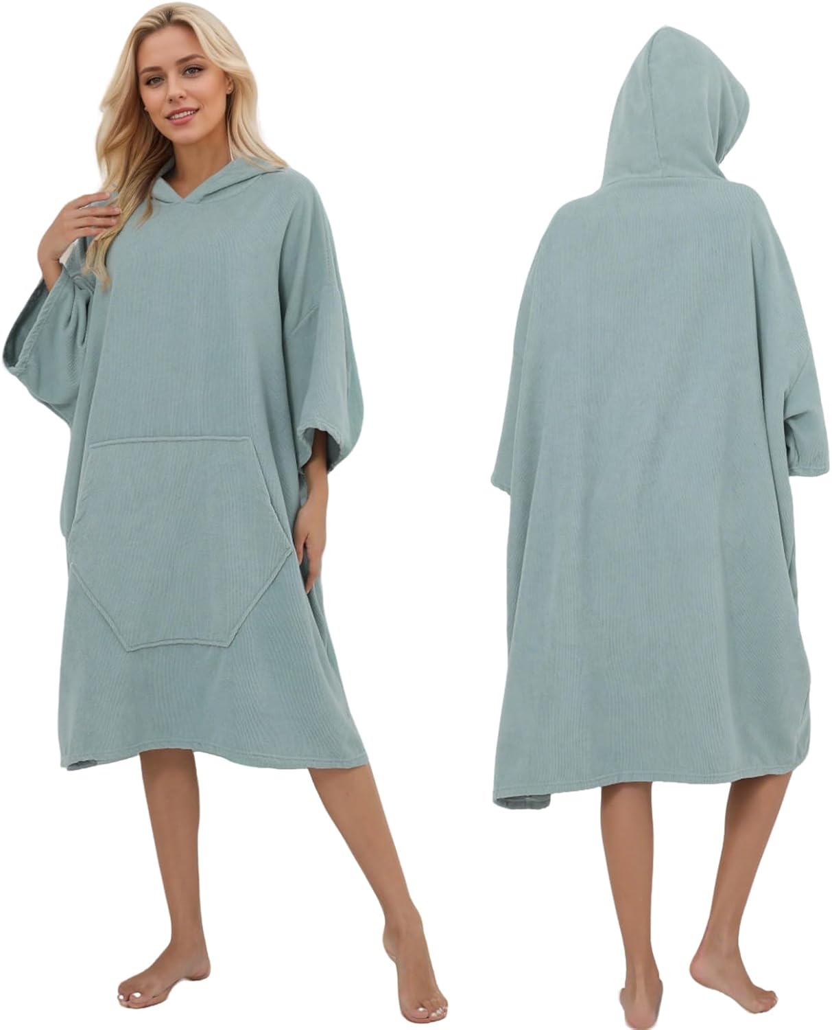 Surf Poncho Hooded Beach Towel Quick Dry, Terry Cloth Changing with Oversize Pockets, Swim Cover Up for Adults Men & Women Surfing Beach Aquatics, Gift for Swimmer Lovers