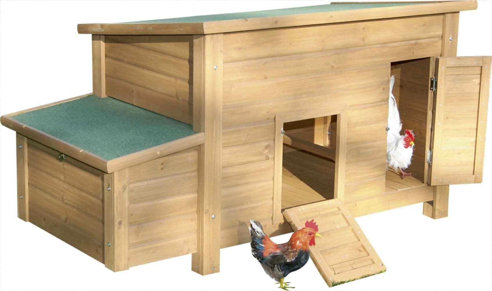 Kerbl Hobbyfarming Hühnerstall Florentina, 146 x 74 x 80 cm, 2 Legenester, 2 Sitzstangen, wetterfestes Dach