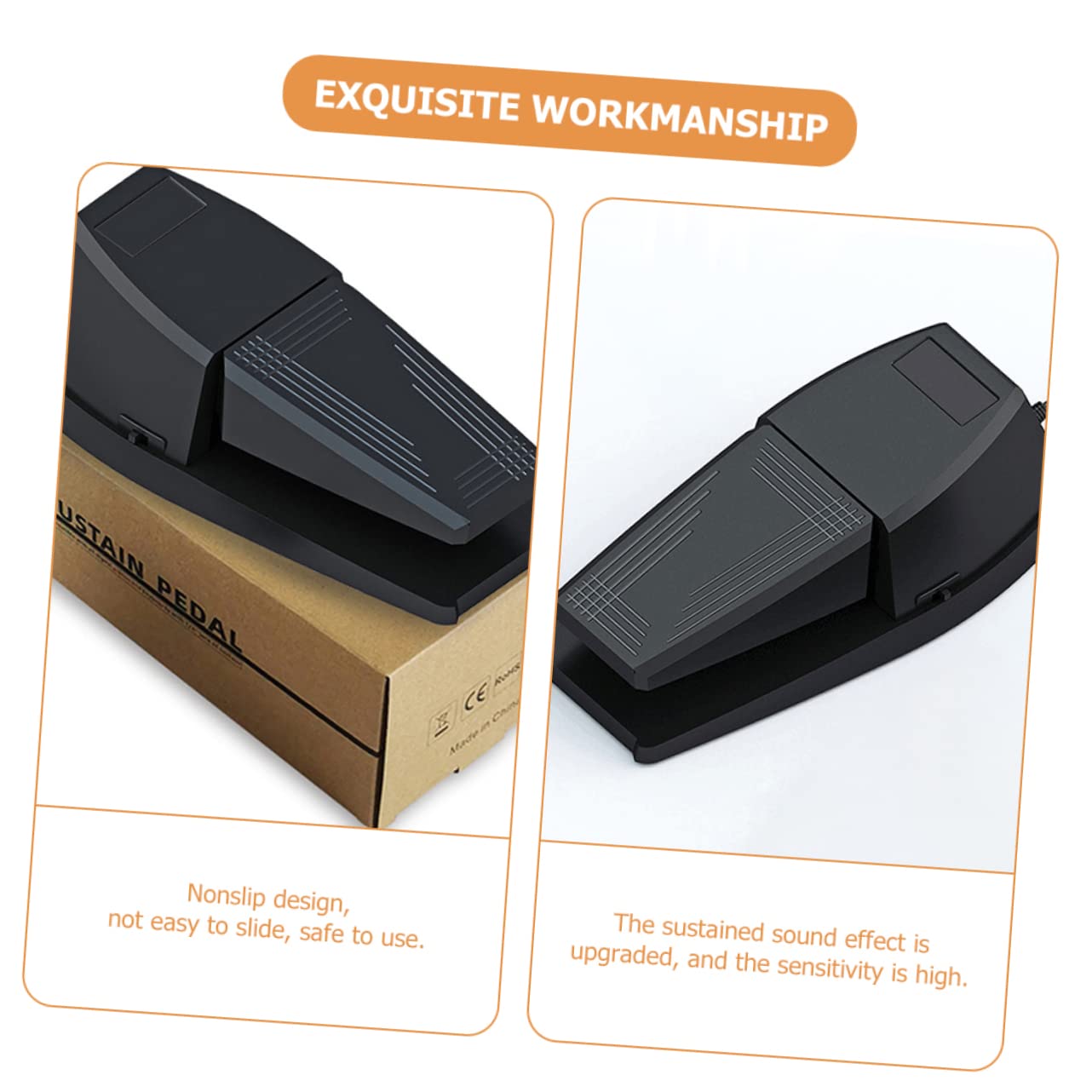 ERINGOGO Pedale Sustain Resistente e Portatile per Pianoforte Digitale Nero in Gomma e Abs per Tastiere Elettroniche e Pianoforti Professionali