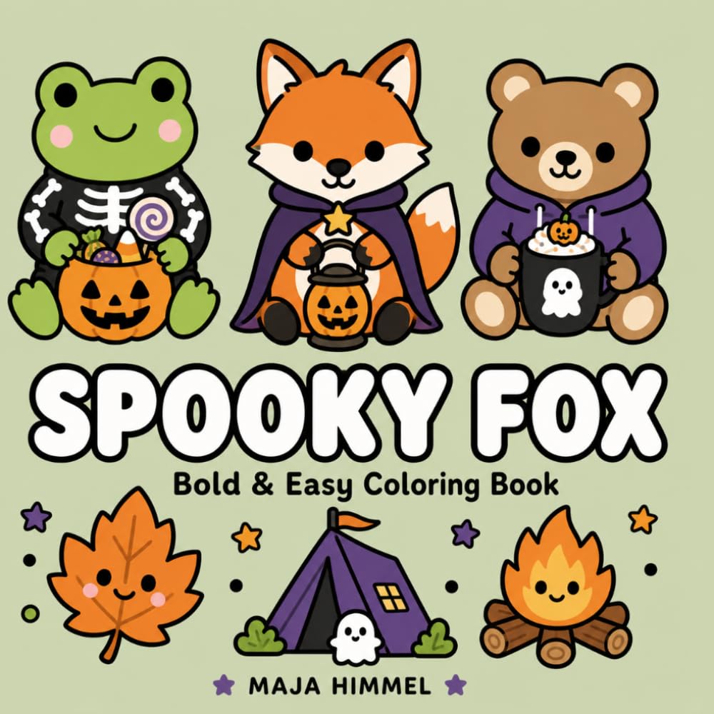 Spooky Fox – A Halloween Coloring Book for Kids & Adults: 40 Bold & Easy Designs for Stress Relief and Relaxation (Spooky Animal Halloween Coloring Series)