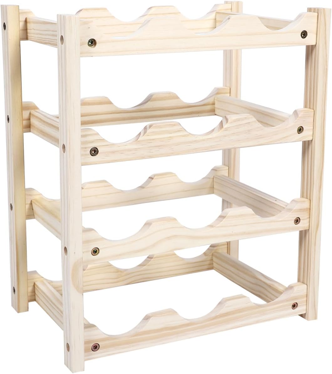 Solid Wood Wine Rack Stand Bottle Capacity Decorative Wine Bottle Holder Sturdy and Home Decor