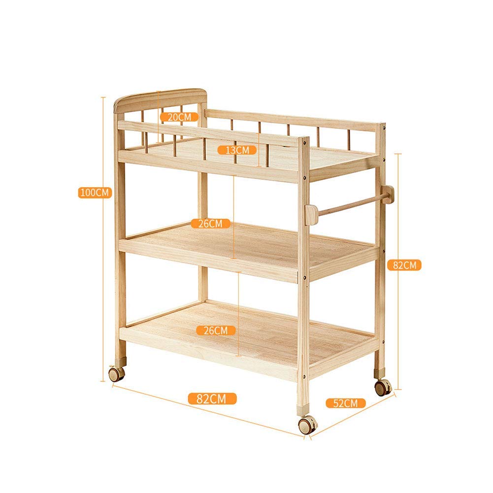 Tocador para bebés Mesa para Cambiar pañales Unidad de Almacenamiento Estantes Mesa de Masaje (Cuenta con Barra para Toallas)