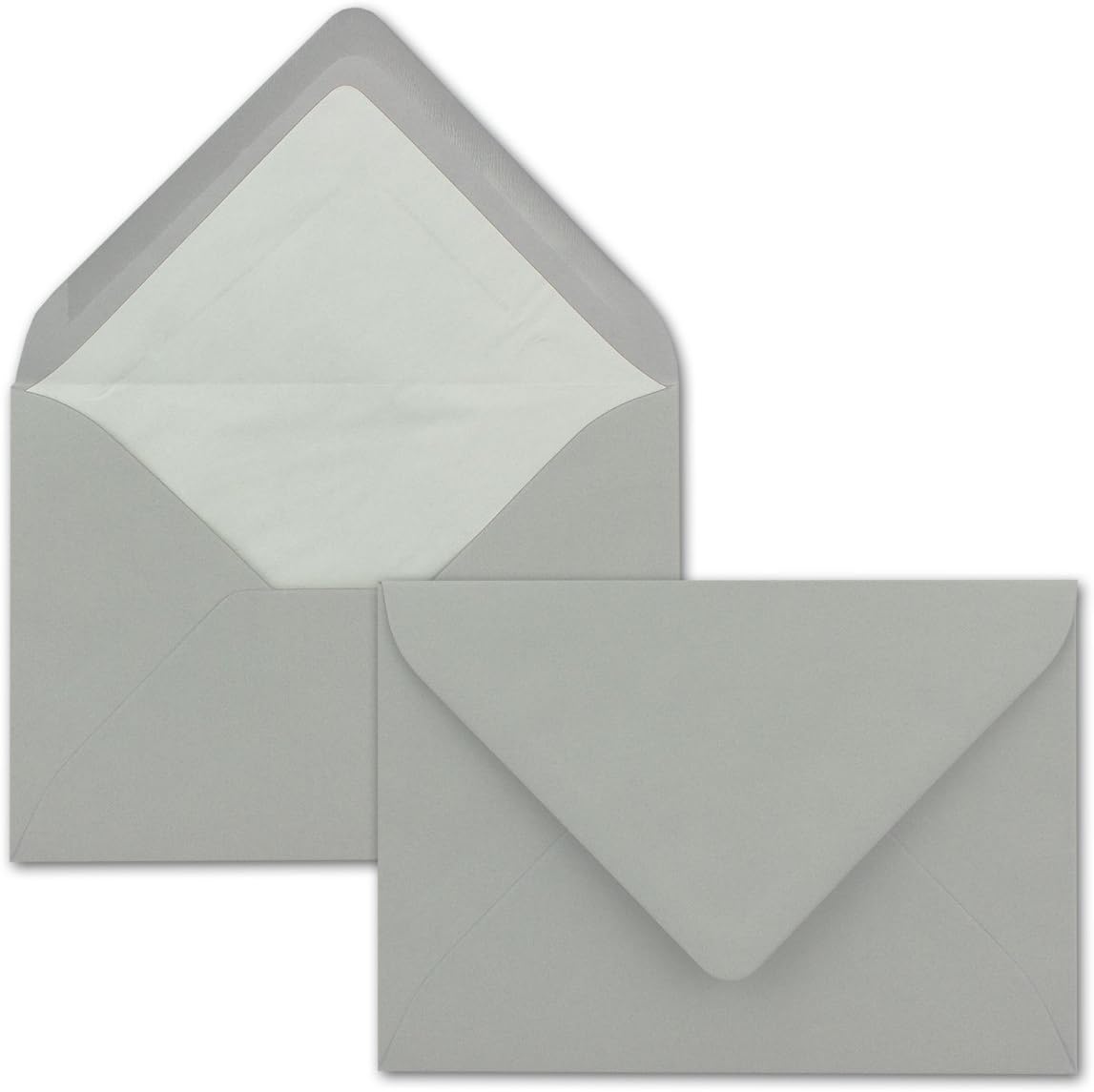 Neuser FarbenFroh Envelopes B6 176 x 125 mm, Wet Sealing, Coloured with White Inner Lining, Gesamtparent 50 Umschläge Light-grey