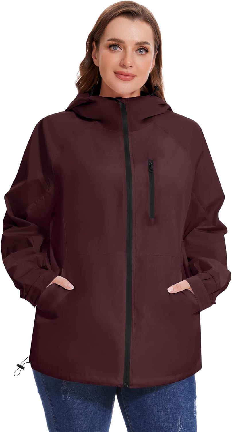 Avoogue Plus Size Raincoat for Women Rain Jacket Womens Waterproof with Hood Lightweight Windbreaker - Image 4