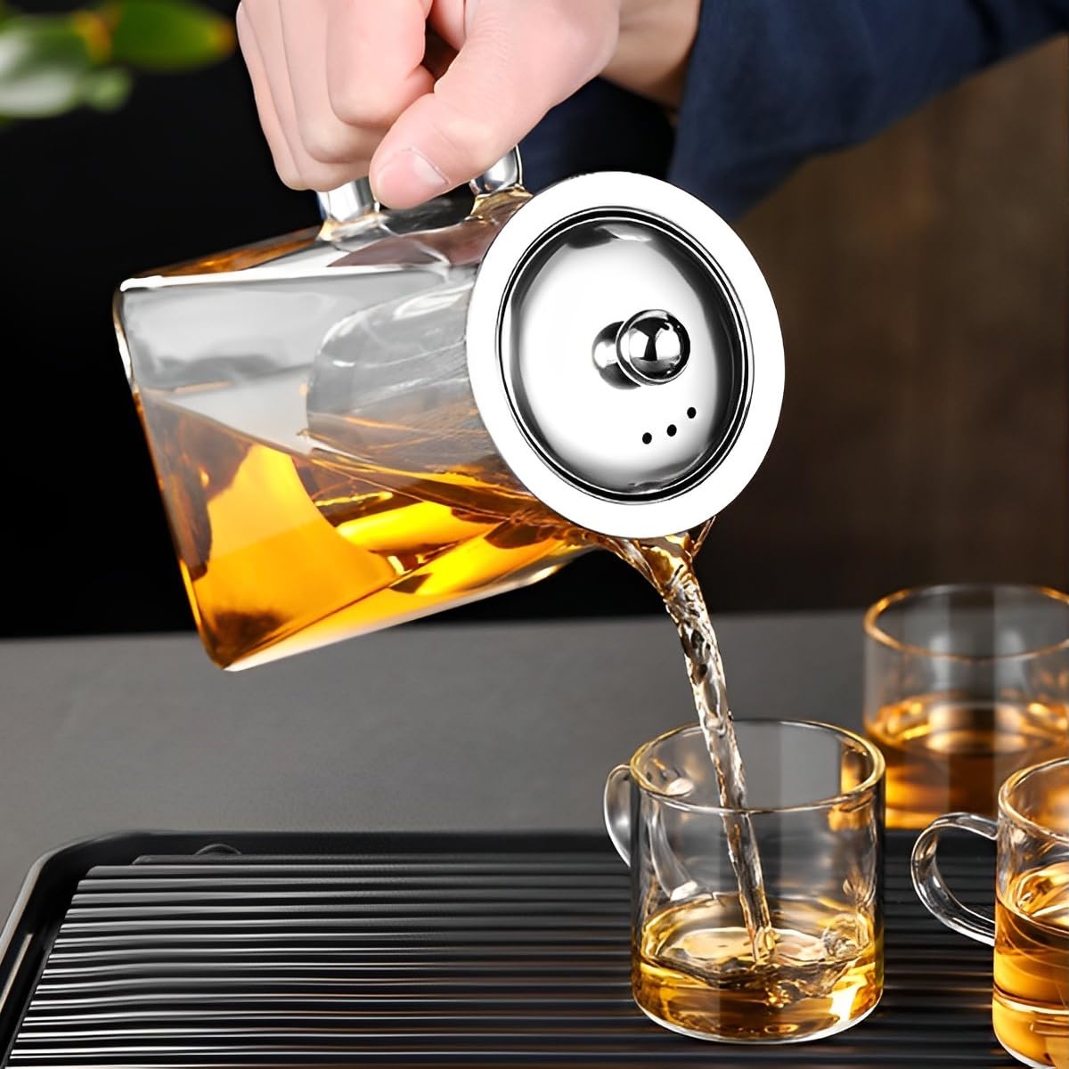 ILSA Caffettiera/Teiera vetro borosilicato pressofiltro e stantuffo acciaio inox 18/10 L 1