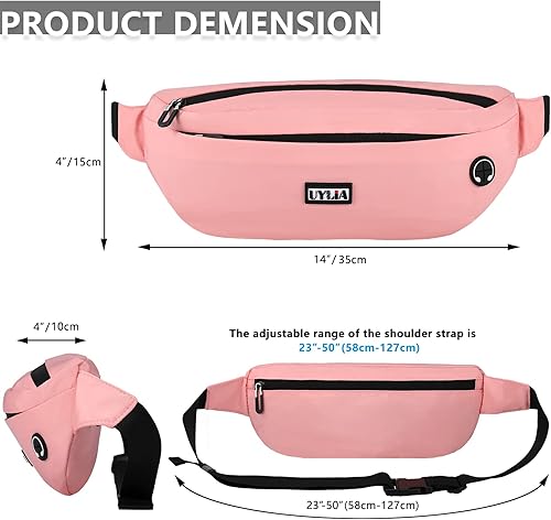 Miniatura 3 de UYLIA Riñonera cruzada grande con 4 bolsillos con cremallera para hombres y mujeres resistente al agua regalos para disfrutar de deportes correr