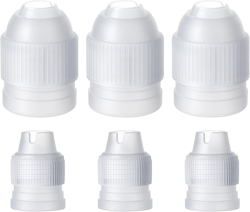 6 Pieces Couplers for Piping Bags Two Different Sizes Plastic Couplers of Large Size Cake Decorating Coupler White Pastry Bag Coupler for Piping Bags, Icing Nozzles