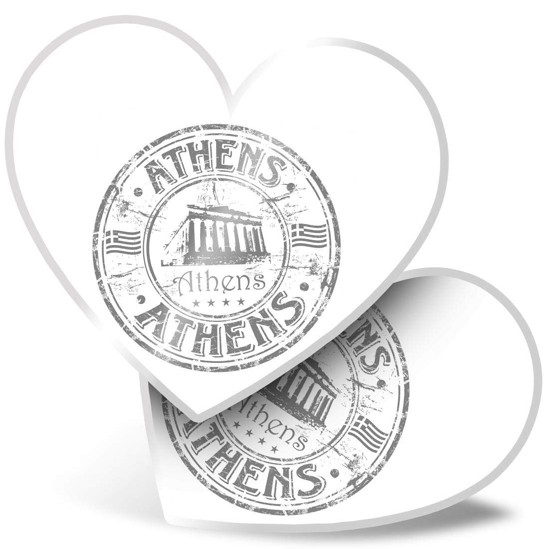 2 x 7.5cm Heart Stickers - Athens Greece Architecture Travel Decals 40318