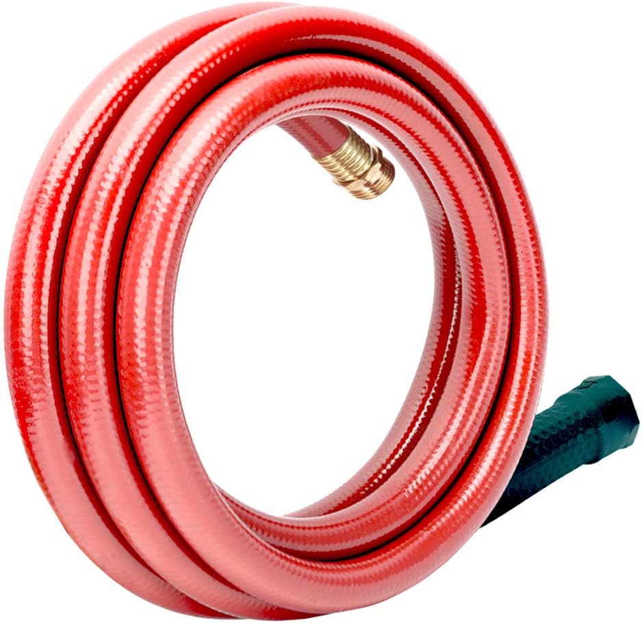 Solution4Patio Long Leader Garden Hose 3/4 in. x 50 ft. -Heavy Duty Durable Flexible Lightweight Water Pipe -Brass Aluminum Male/Female Fittings for Household & Commercial -Kink Free, No Leaking -Red