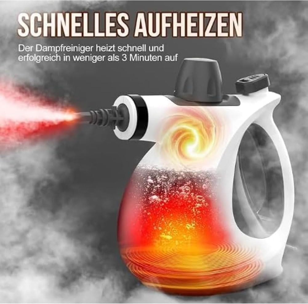 Multi-Purpose Handheld Steam Cleaner, High-Power Disinfection Steamer with 9 Accessories for Home, Kitchen, Bathroom, Tile, Grout, Furniture and All Surface Cleaning