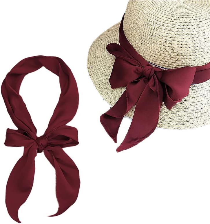 COTIM COYIN Women Plain Skinny Scarf, Solid Color Long Neckerchief Hair Band Choker for Women Purse Handbag - Image 7