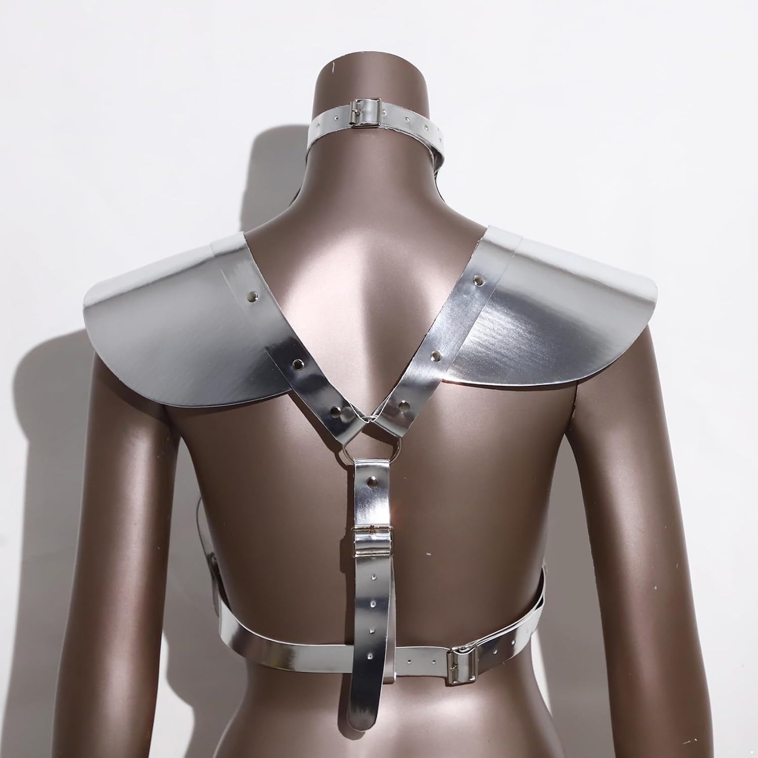 Holographic Punk Leather Cage Bra Harness Belt,Women’s Body Chest Armor Harness for Festival, Clubwear