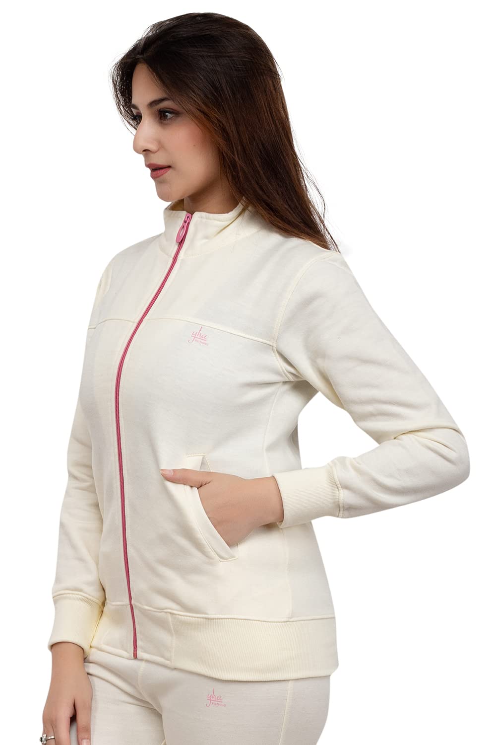 YHA Women's Regular Fit Zipper Jacket Off White - Image 5 thumbnail