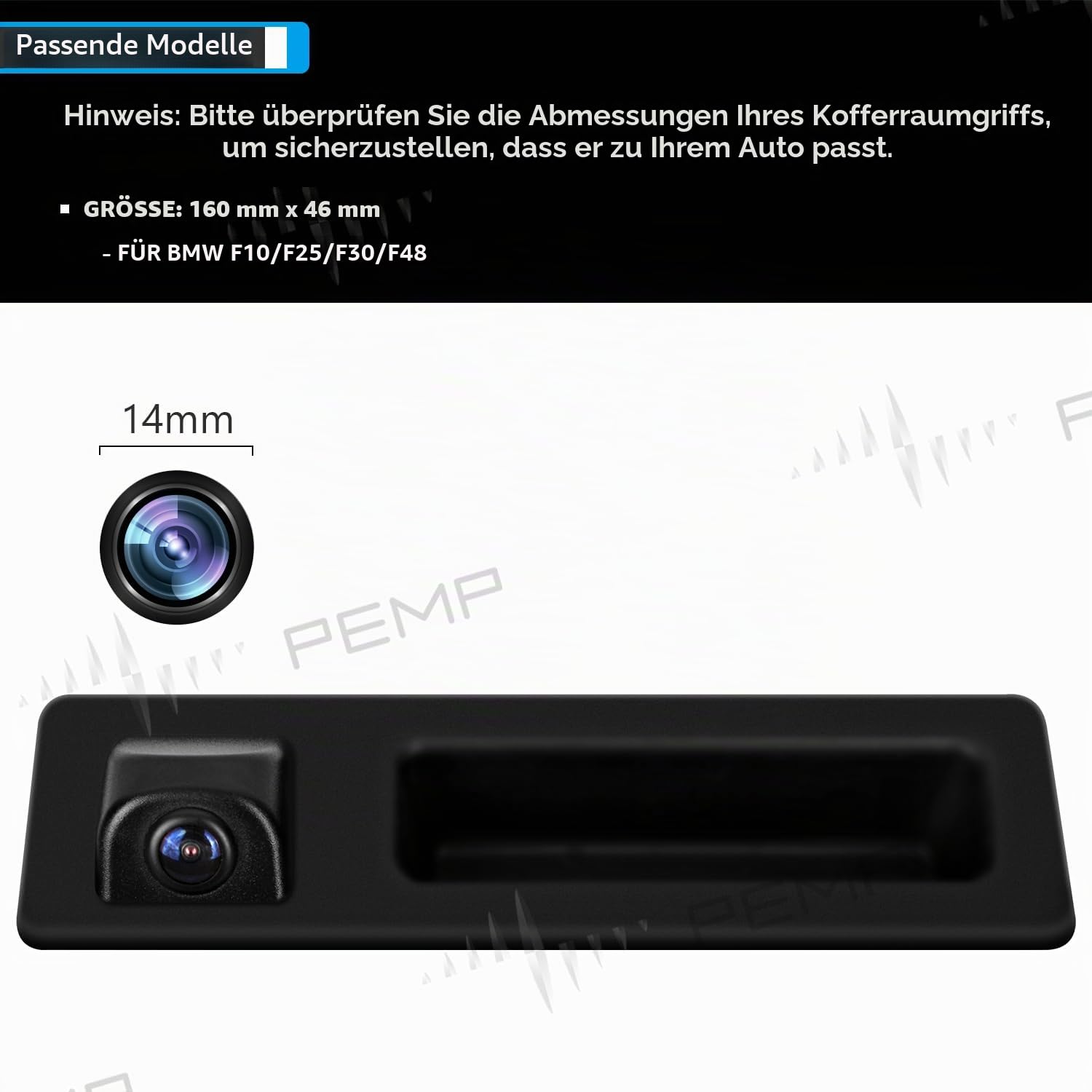 PEMP AHD‑720P‑25FPS Rückfahrkamera für BMW F10 F30 F25 F48