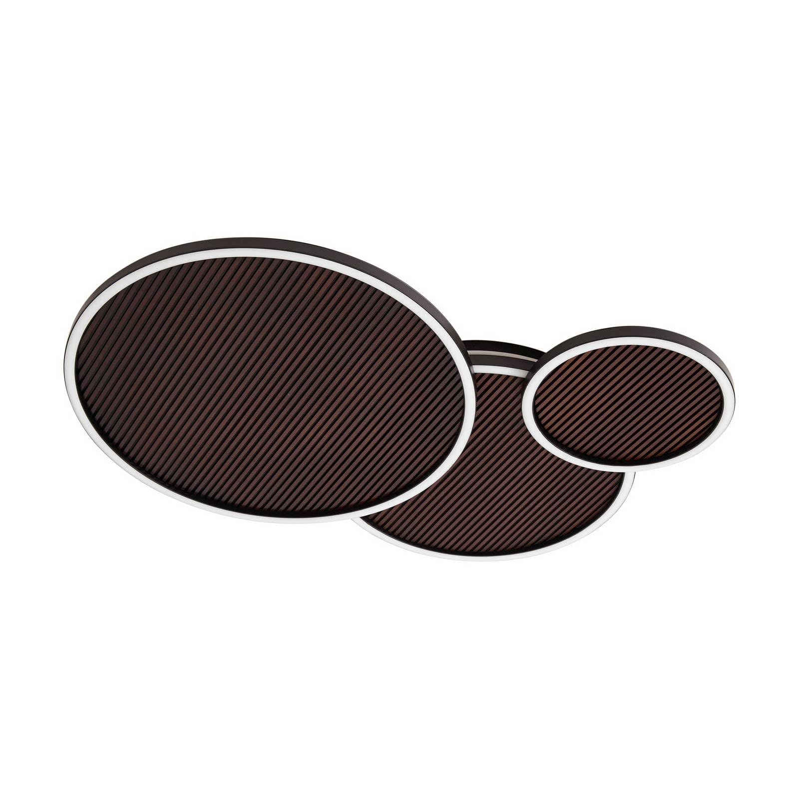 Lucande Bombillas LED lámpara de techo en negro, madera, plafón