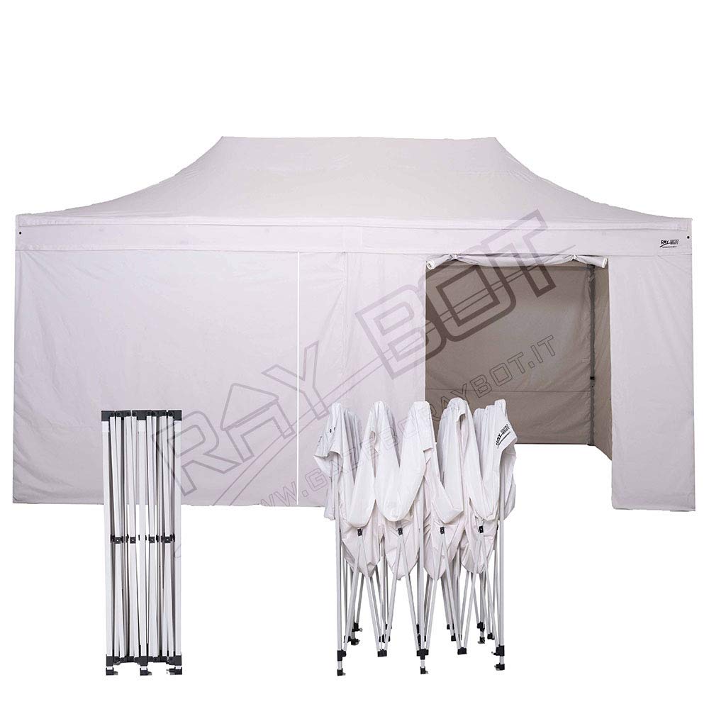 Tonnelle pliante 3 x 6 m pour repas de famille et fêtes sous bâche blanche