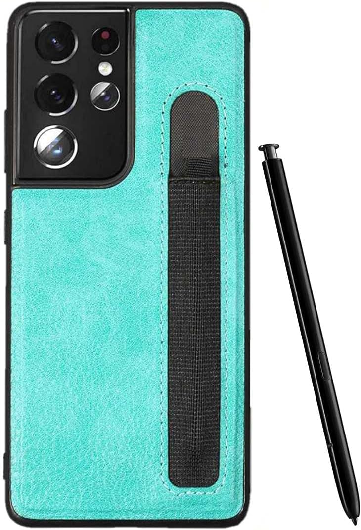 ULK Galaxy S21 Ultra Case + Stylus Pen for Samsung 5G, Stylish Slim & Thin Soft PU Leather Comfortable Secure Grip Non-Slip Protective Shock-Absorbing with S Slot (Green)