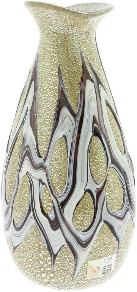 Glass Of Venice Murano Glass Silver Vase - Purple Web