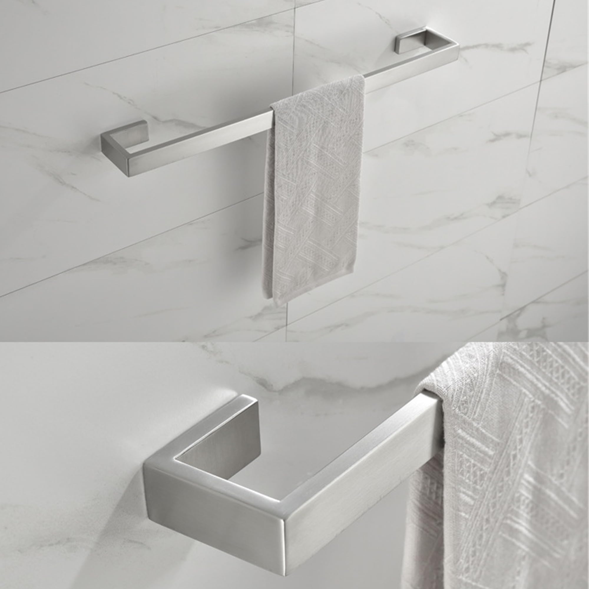 Flybath Portasciugamani da Parete singolo SUS 304 Acciaio Inossidabile Argento Spazzolato Porta Asciugamani da Bagno Montaggio a Parete, 60 cm