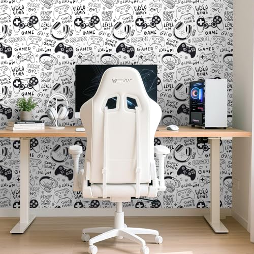 Livelynine 17.5x276 Graffiti Wallpaper Stick and Peel Boys Room Wallpaper Gamer Self Adhesive Renter Friendly Modern Video Game Contact Paper for Furniture Locker Boys Bedroom Dorm Accent Wall Cover