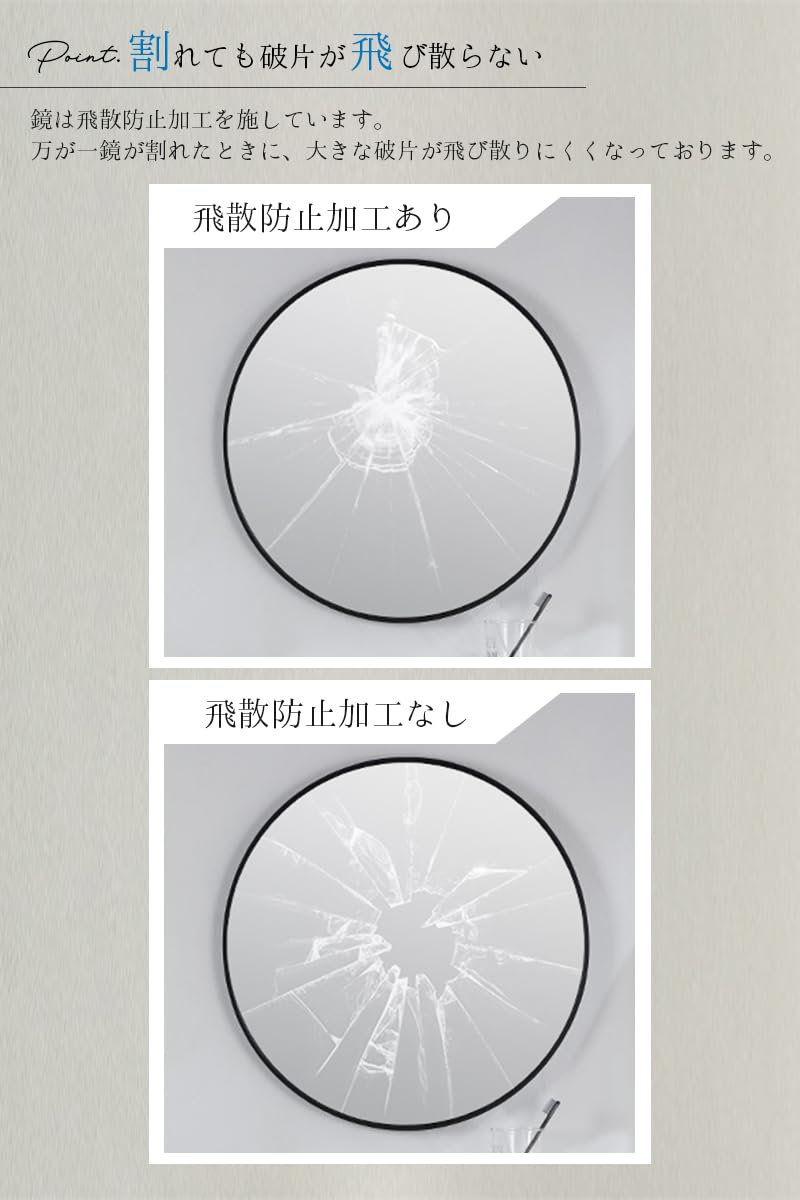 Amazon.co.jp: sezu 壁掛けミラー 丸型 円形 40cm 高透過ガラス アルミ