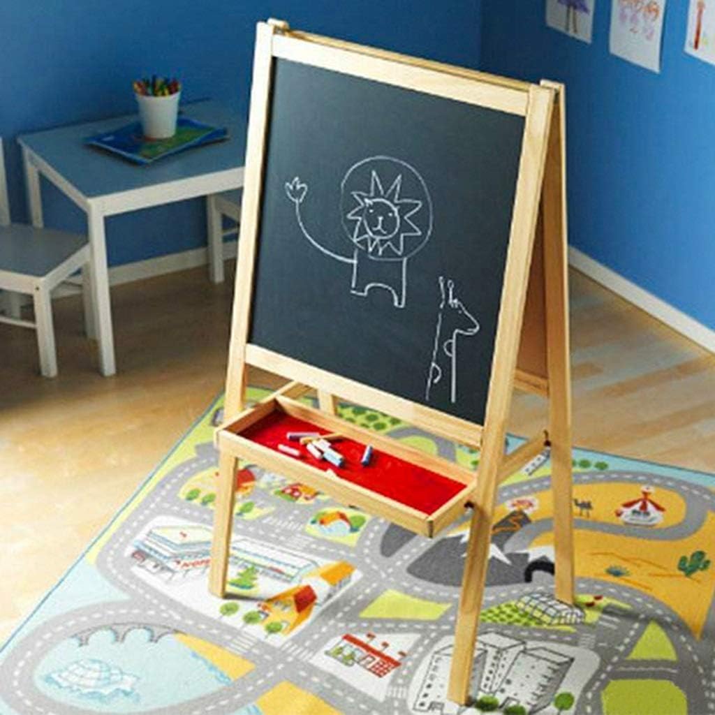 Sketchpad Wooden Kids Easel, Double-Sided Magnetic Drawing Board, Whiteboard & Chalkboard with axis & Paper