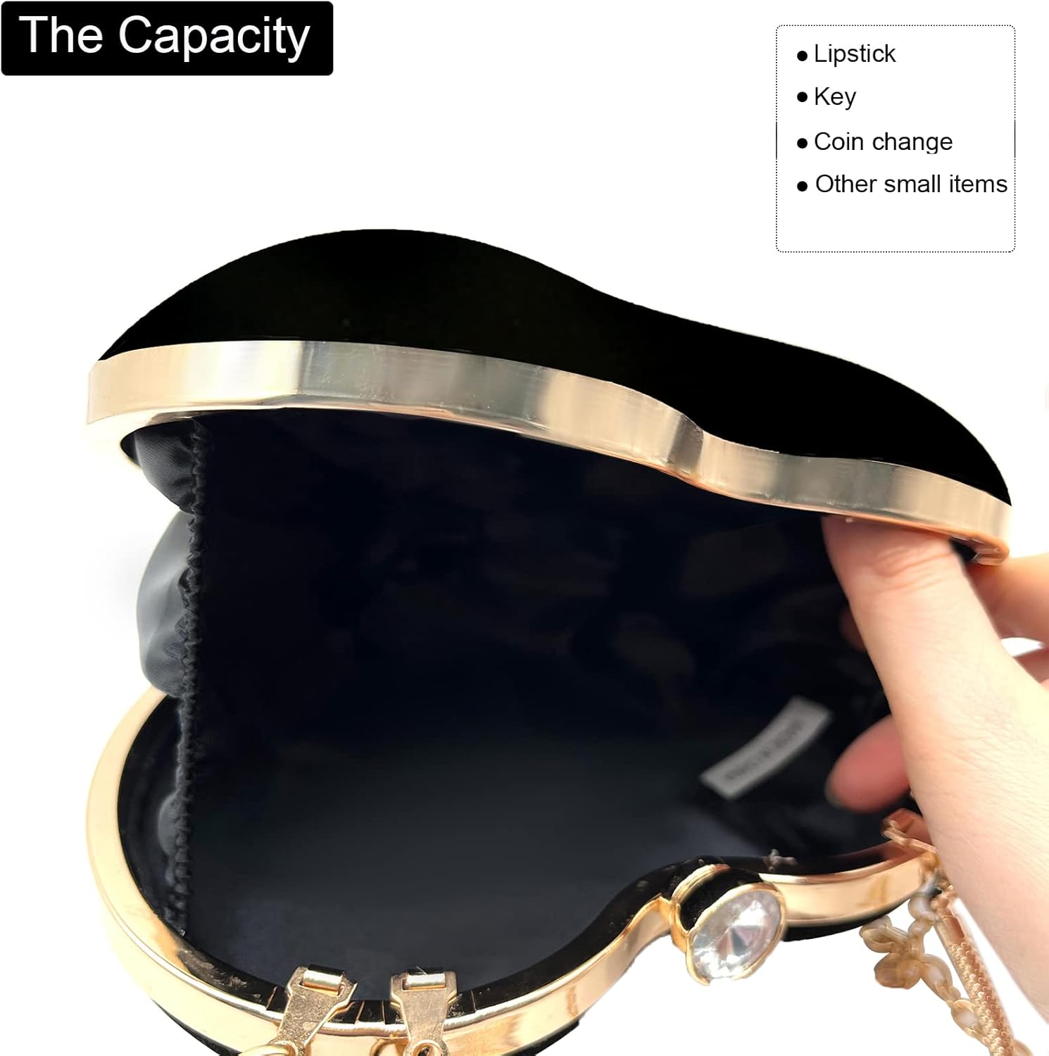 Women Heart Shaped Handbag Wedding Party Evening Bag Mini Clutch Chain Purse Cocktail Prom Evening Tote - Image 2